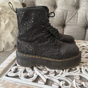 Dr. Martens Jadon Glitter Black Platform Boots Women’s 7